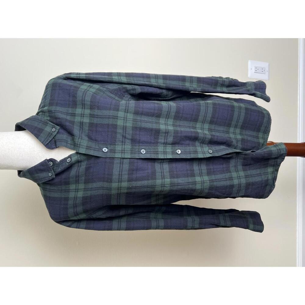 Men’s Cotton & Co Green Navy Plaid Flannel Shirt Size M